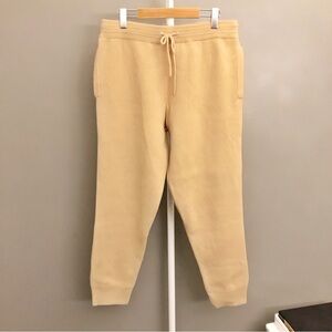 Judith and Charles Cashmere & Wool Beige Minimalist Knit Joggers Pants Trousers.